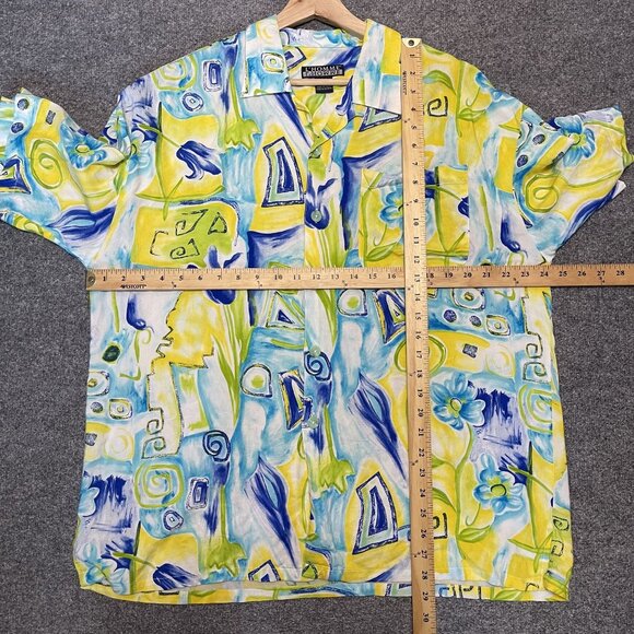 L'Homme Vintage Mens Hawaiian Abstract Short-Sleeve Button-Up Shirt L - Picture 5 of 5